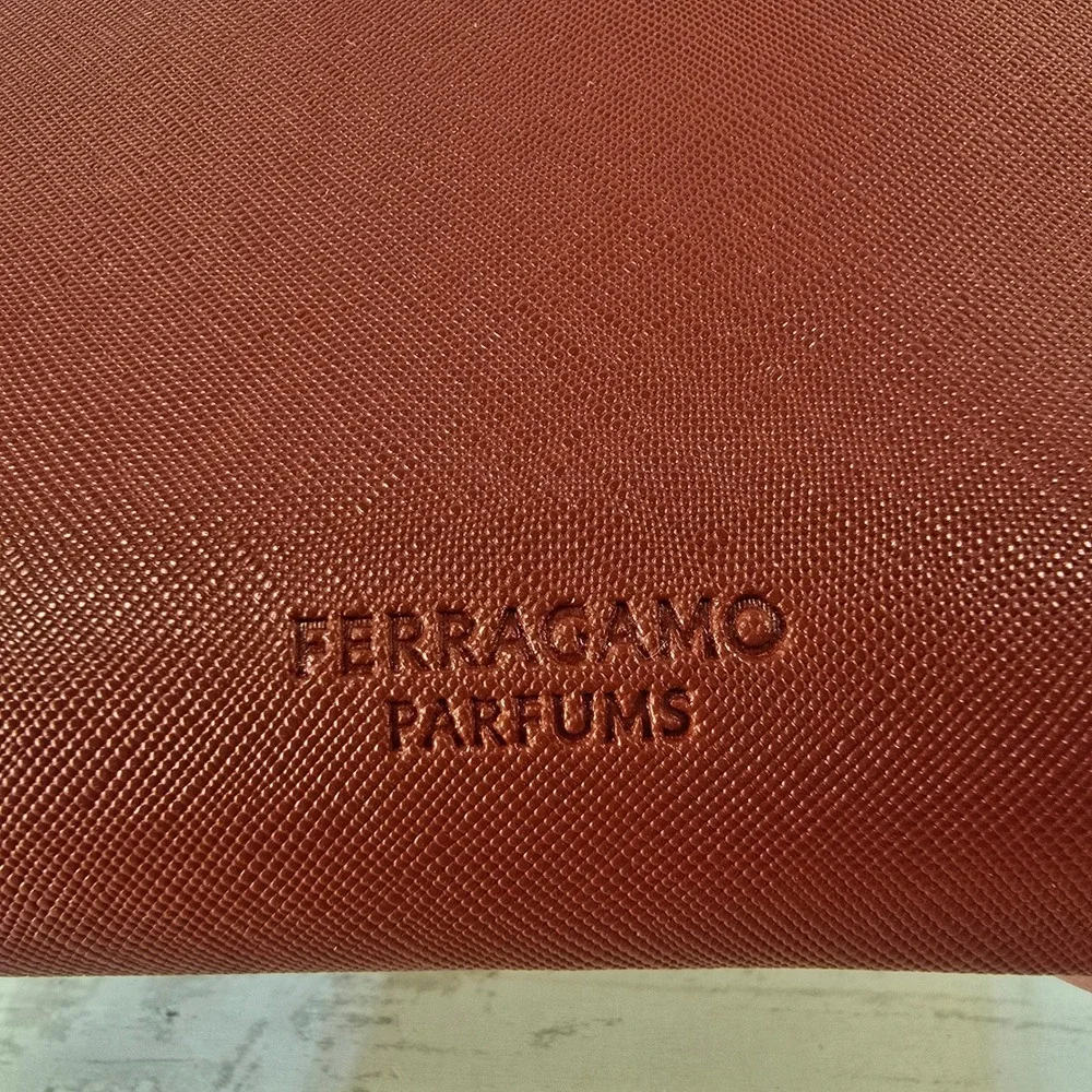NEW Salvatore Ferragamo Parfums Red Saffiano Zip Cosmetic Makeup Bag Travel